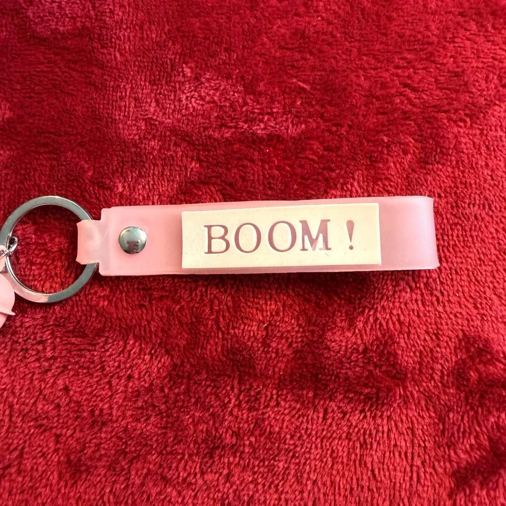 Crying Girl 3D PVC Keychain Pink Blue Character Charm with Bell and Boom Strap